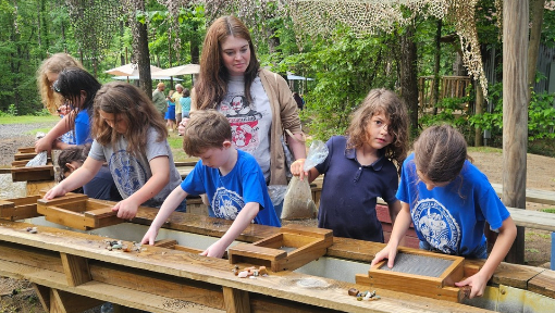 Students sluicing at the Lost Treasure Mining Company